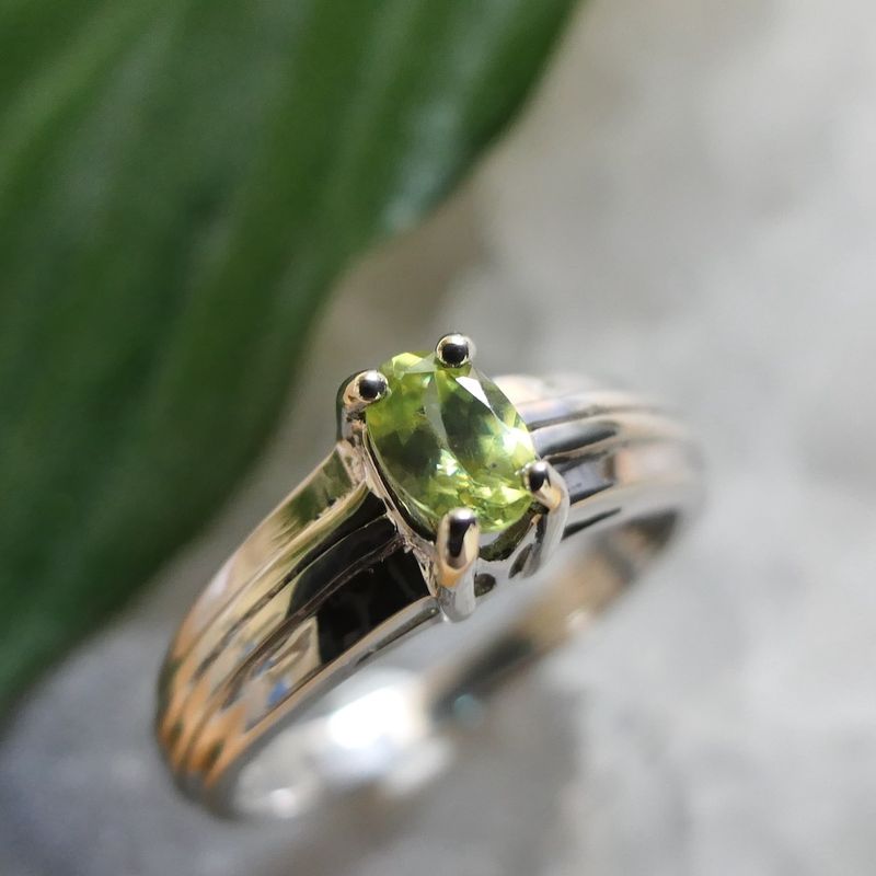 Image 9 of 9 carat solitaire ring with peridot