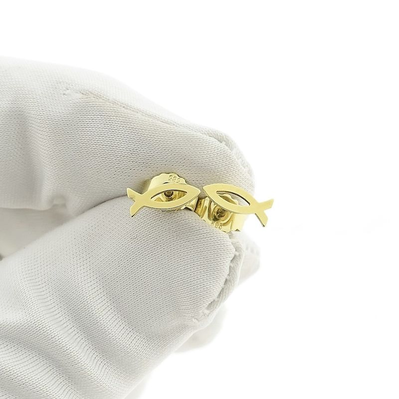 Image 8 of Golden stud earrings of an Ichthus fish
