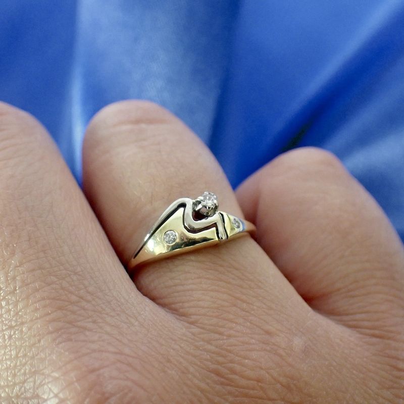 Image 9 of Two-tone gold ring with diamonds; 0.065 ct.