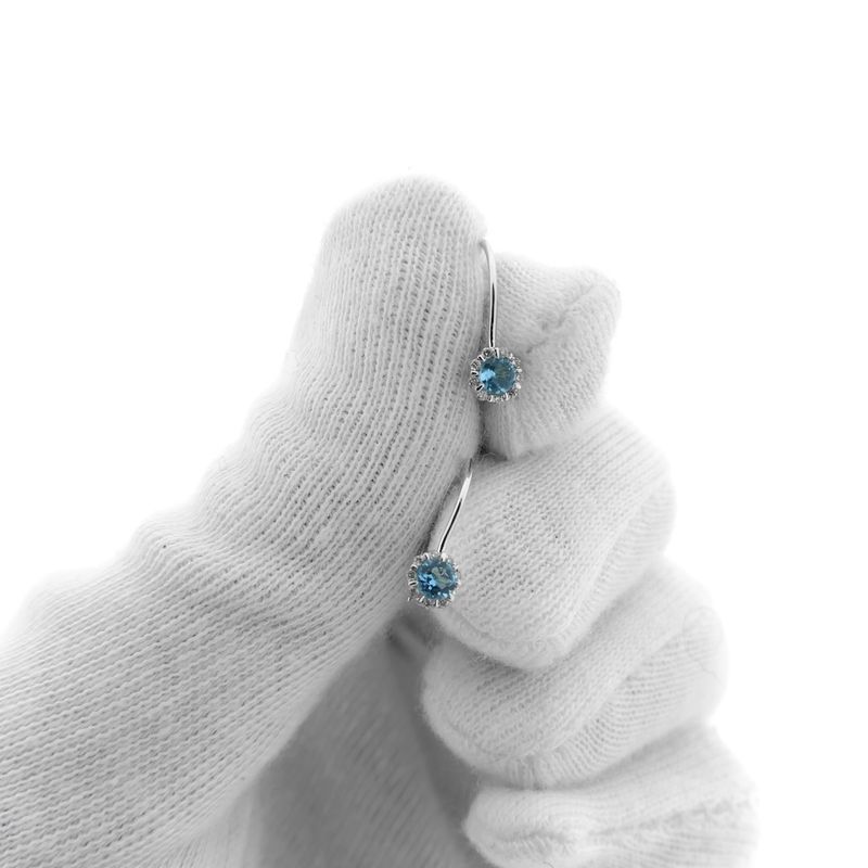 Image 8 of White gold earrings with aquamarine and diamond | 0.09 ct.