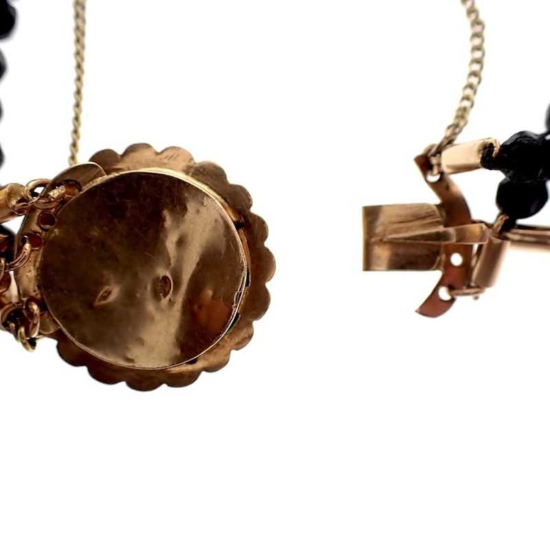 Image 5 of Antique bracelet with onyx and gold decorative clasp