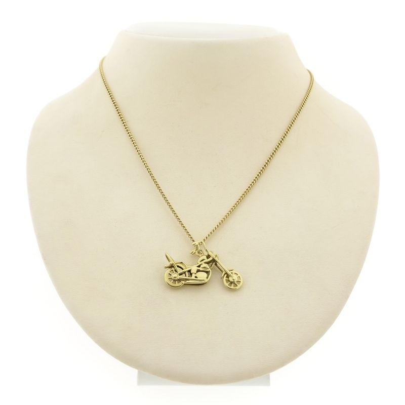 Image 3 of Gold motorcycle pendant | Chopper