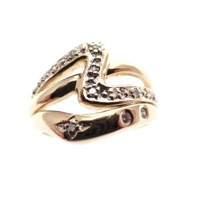 Golden fantasy ring with diamond 0.07 ct. Image 2 of Golden fantasy ring with diamond 0.07 ct.