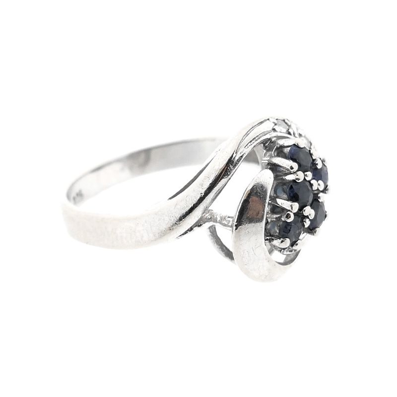 Image 5 of White gold ring with sapphire and diamond | 0.06 ct.