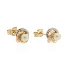 Image 4 of Tricolor gold stud earrings with pearl