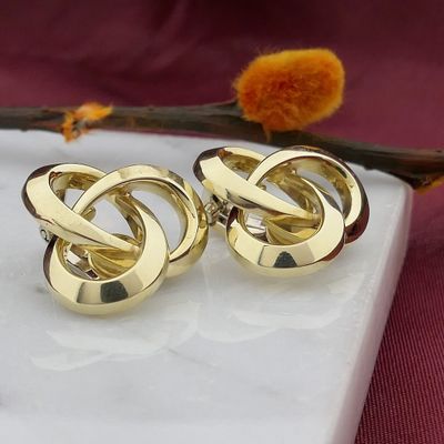 Image 2 of Vintage two-tone gold clip-on earrings as a knot