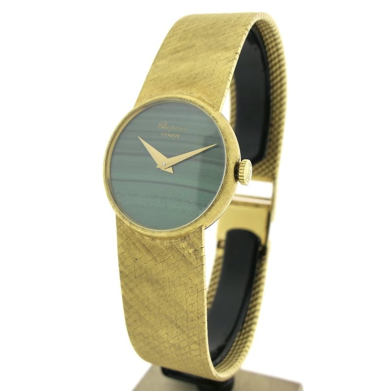 Image 2 of Chopard Genève Cocktail Watch 4010 1; Vintage 18k. gouden horloge met malachiet wijzerplaat