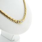 Image 4 of Gold foxtail link necklace with diamonds; 0.52 ct.