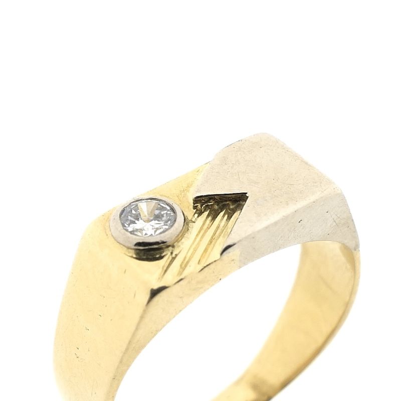 Image 2 of Two-tone gold pinky ring with diamond; 0.08 ct.
