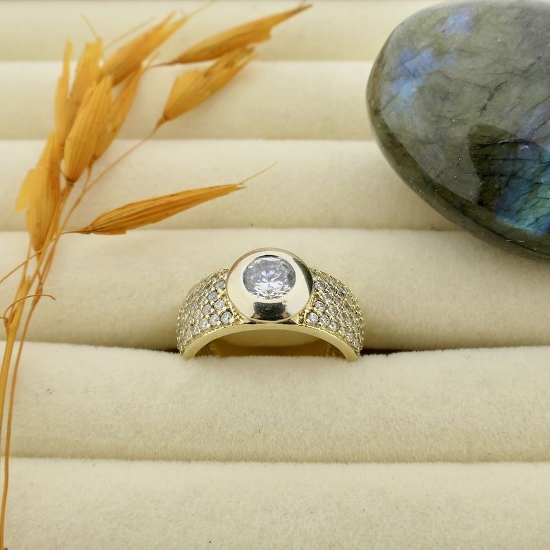 Image 4 of Two-tone gold ring with zirconia