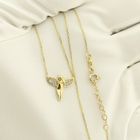 Image 11 of Gold anchor link necklace with a fixed pendant; Angel with zirconia | 45 cm