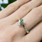 Image 6 of White gold ring with emerald and diamond | Toi et moi