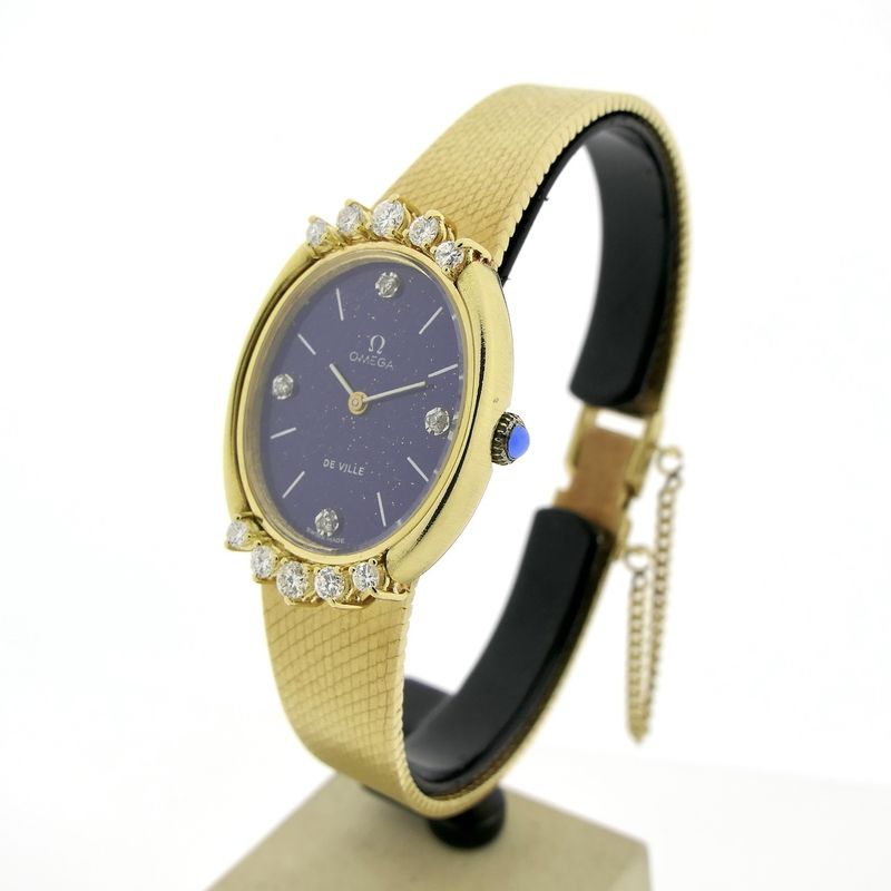 Image 2 of Omega Deville; 18k gold watch with lapis lazuli dial and diamonds