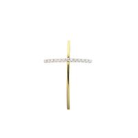 Two-tone gold pendant of a cross with diamonds; 0.13 ct.