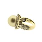 Image 7 of 18-karat gold cocktail ring with sea pearl and 1.10 ct diamond.