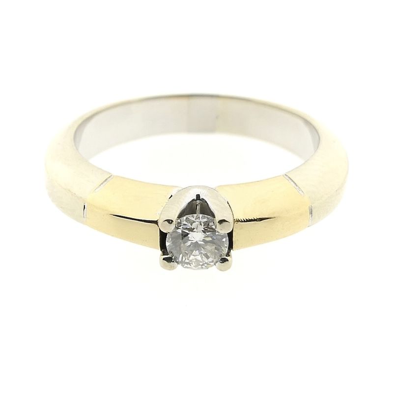 Image 3 of Two-tone gold solitaire ring with diamond; 0.25 ct.