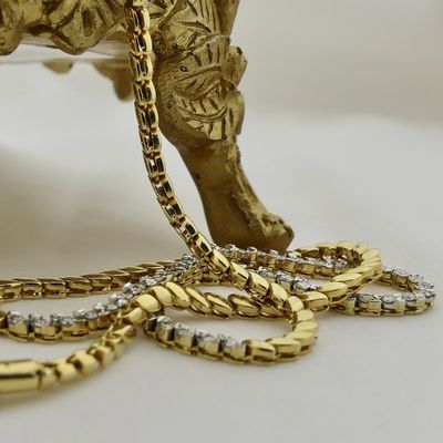 18K Two-tone gold tennis necklace with 0.49 ct. diamond | 43 cm Image 2 of 18K Two-tone gold tennis necklace with 0.49 ct. diamond | 43 cm