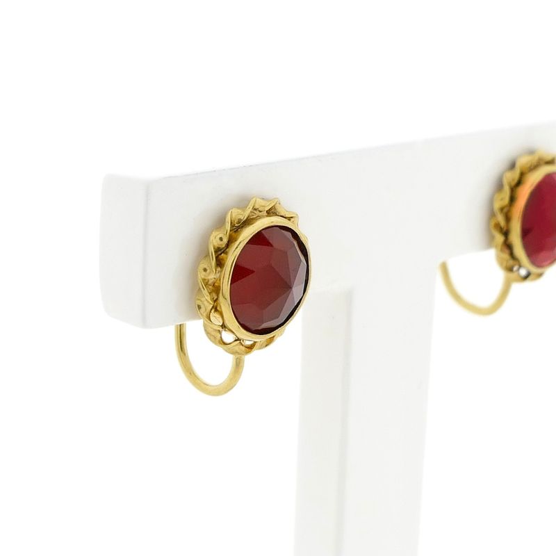 Image 4 of Gold earrings with garnet | Vintage