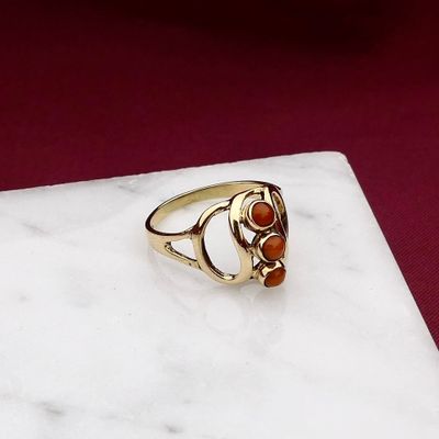 Image 2 of Gold Ring with Blood Coral