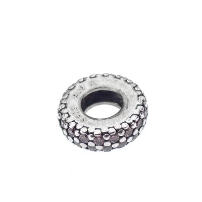 Image 1 of Pandora spacer; Silver; Pink Sparkle