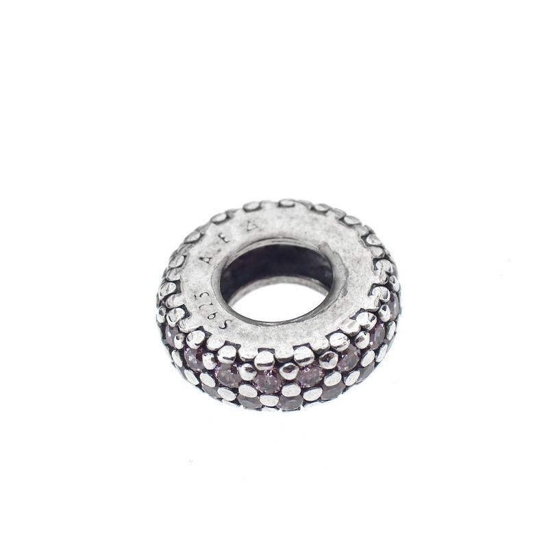 Image 1 of Pandora spacer; Silver; Pink Sparkle