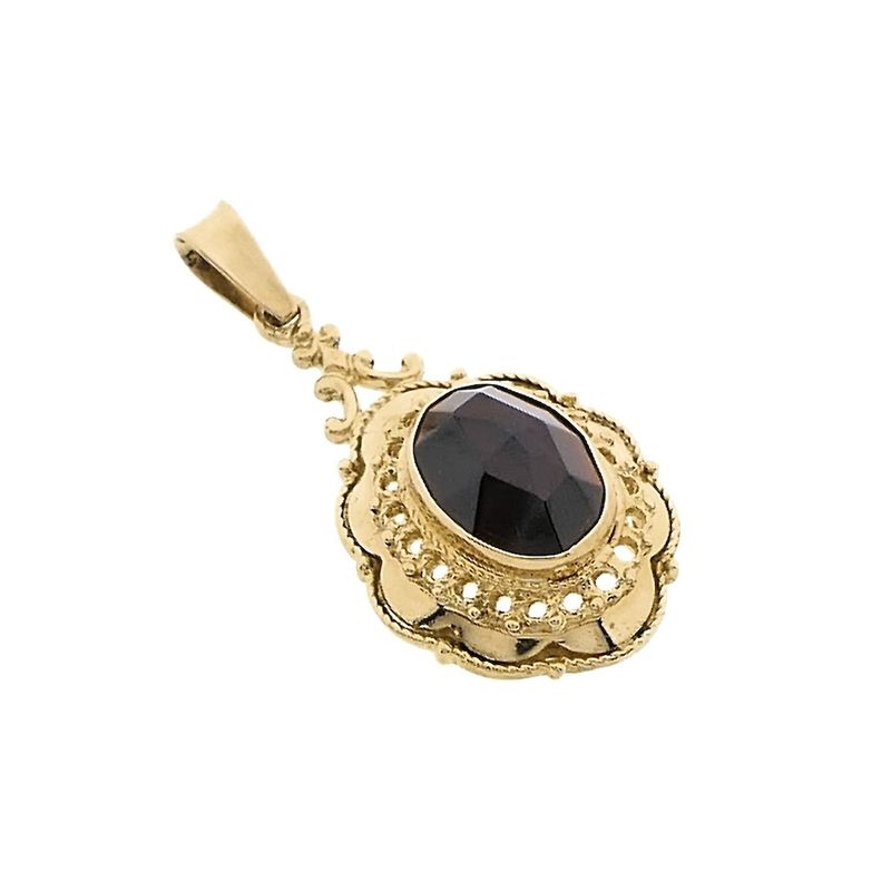 Image 8 of Vintage gold pendant with garnet and filigree technique