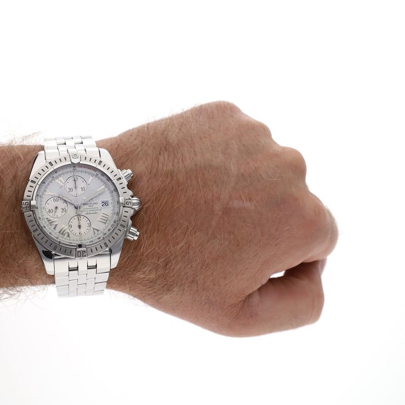 Image 17 of Breitling Chronomat Evolution 'White' A13356; Chronograph men's watch