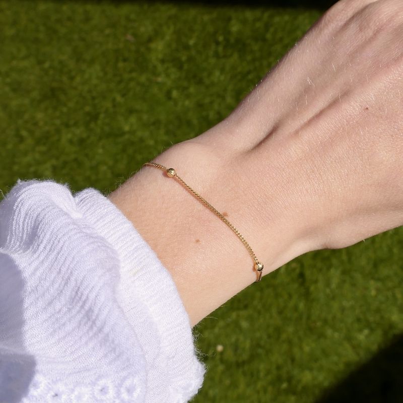 Image 9 of Gold gourmet link bracelet with beads | 18.5 cm