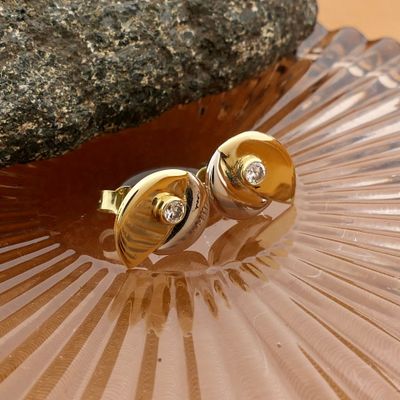 Image 2 of Bicolor gold earrings with zirconia