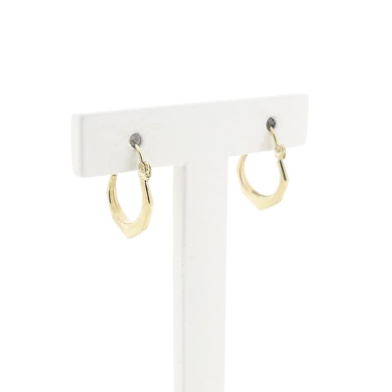 Image 3 of Gold faceted hoop earrings; Ø 12.3 mm