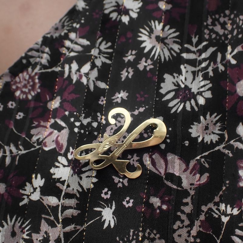 Image 4 of Gold letter brooch; letter H | Vintage