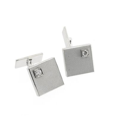 Image 1 of White gold cufflinks with diamond; 0.16 ct.