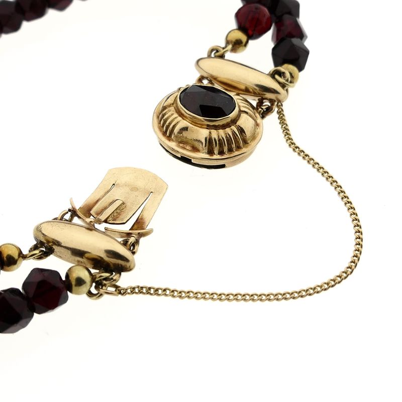 Image 7 of Antique Garnet Bead Bracelet with Gold Clasp