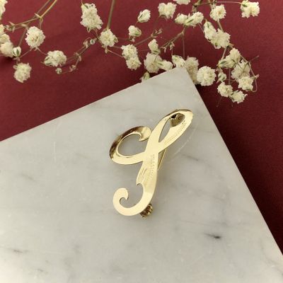 Image 2 of Gold letter brooch; letter S