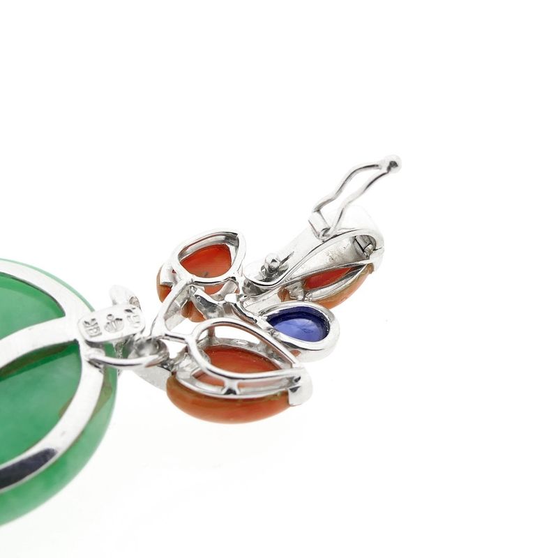 Image 5 of White gold pendant with jade, red jasper and sapphire