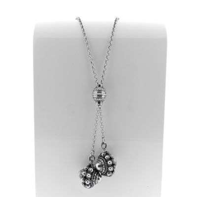 Image 1 of Silver jasseron link chain with Zeeland knots | 73 cm; Adjustable