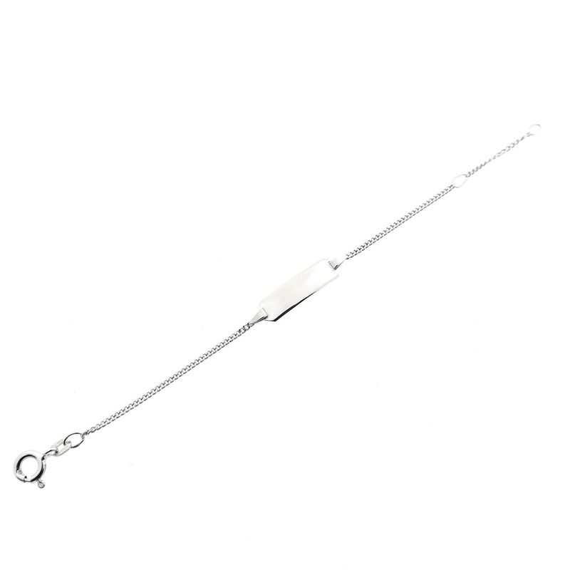 Image 6 of White gold gourmet link children's bracelet with engraving plate