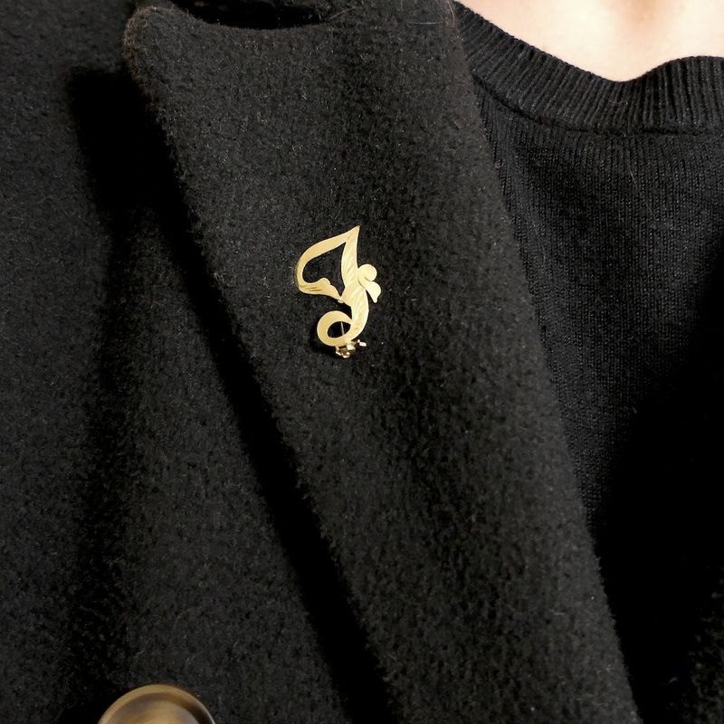 Image 9 of Gold letter brooch; letter J
