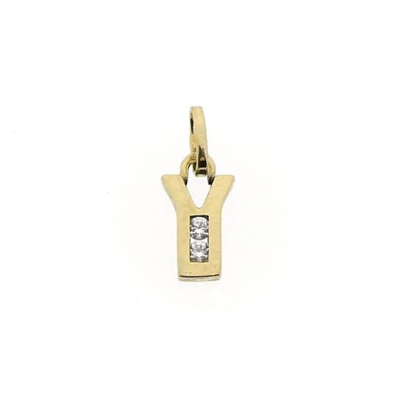Image 1 of Gold pendant of the letter Y with zirconia