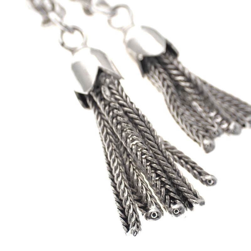 Image 6 of Silver twisted necklace with two tassels | 45 cm