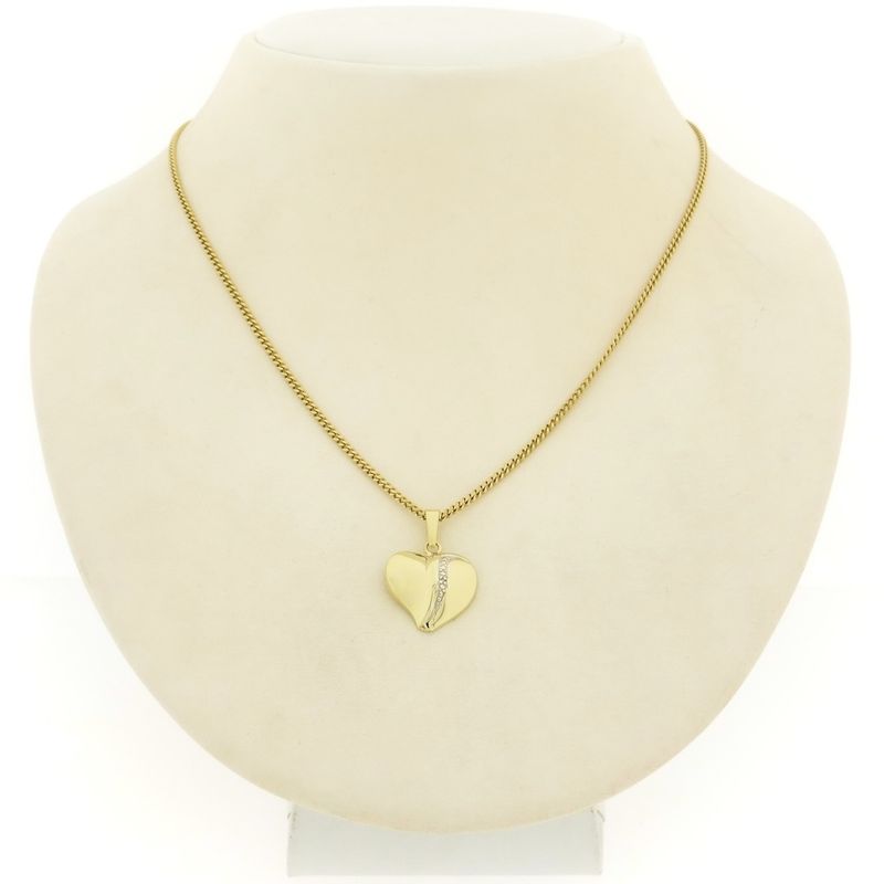 Image 10 of Gold heart pendant with diamond | 0.005 ct.
