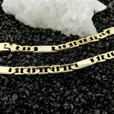 Image 2 of Two-tone gold navy link bracelet