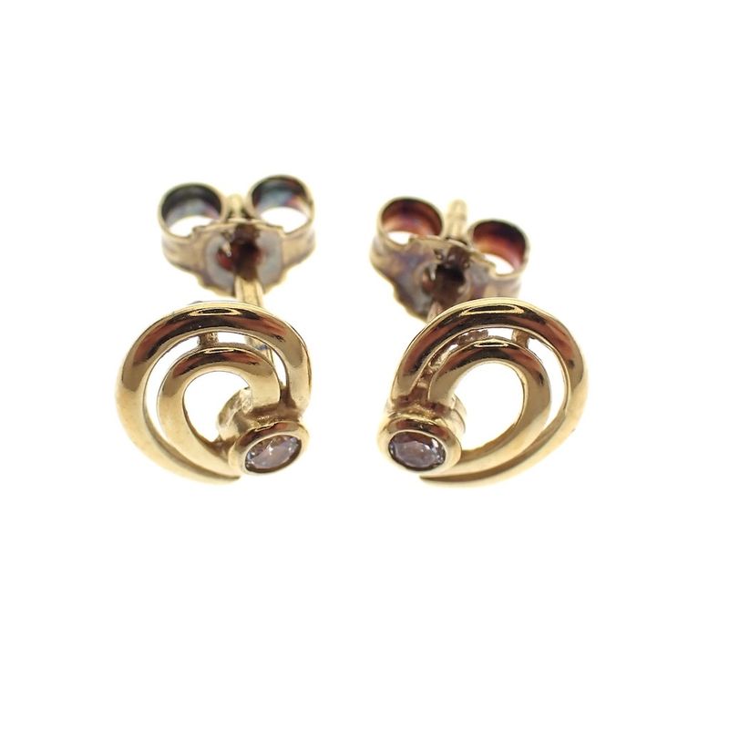 Image 4 of Gold fantasy stud earrings with zirconia