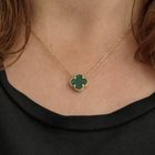 Image 2 of Gold anchor link necklace with a fixed pendant; four-leaf clover | 42 cm