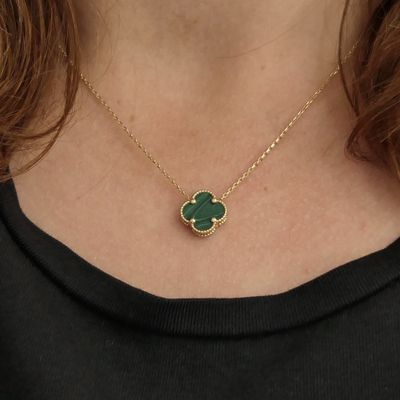 Image 2 of Gold anchor link necklace with a fixed pendant; four-leaf clover | 42 cm