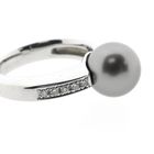 Image 7 of White gold ring with Tahitian pearl and diamonds; 0.10 ct.