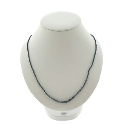 Image 1 of Blue moissanite bead necklace with gold clasp