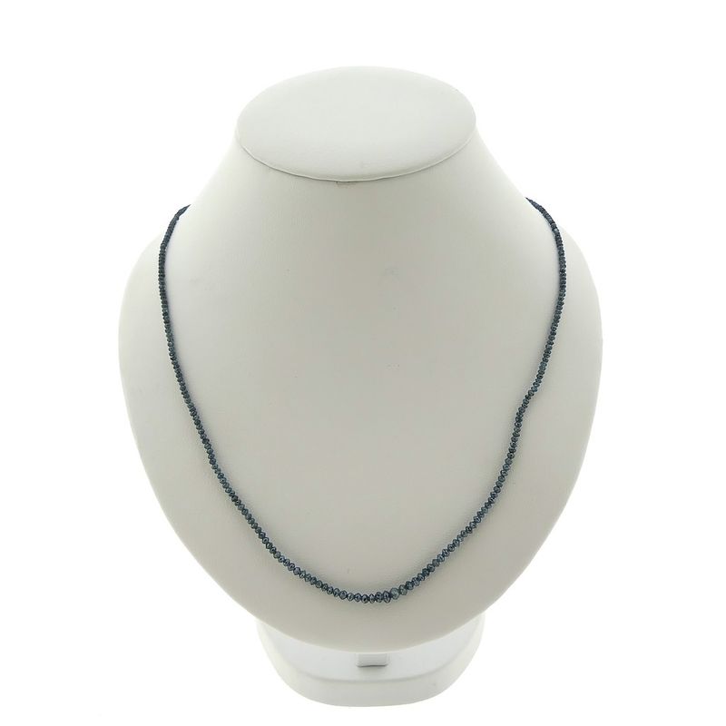 Image 1 of Blue moissanite bead necklace with gold clasp