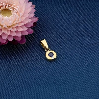 Image 2 of Minimalist Gold Pendant with Sapphire & Diamond | 0.005 ct.