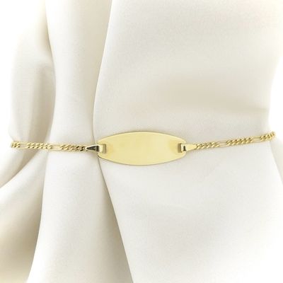 Image 1 of Gold Figaro link bracelet with engraving plate | 15 cm